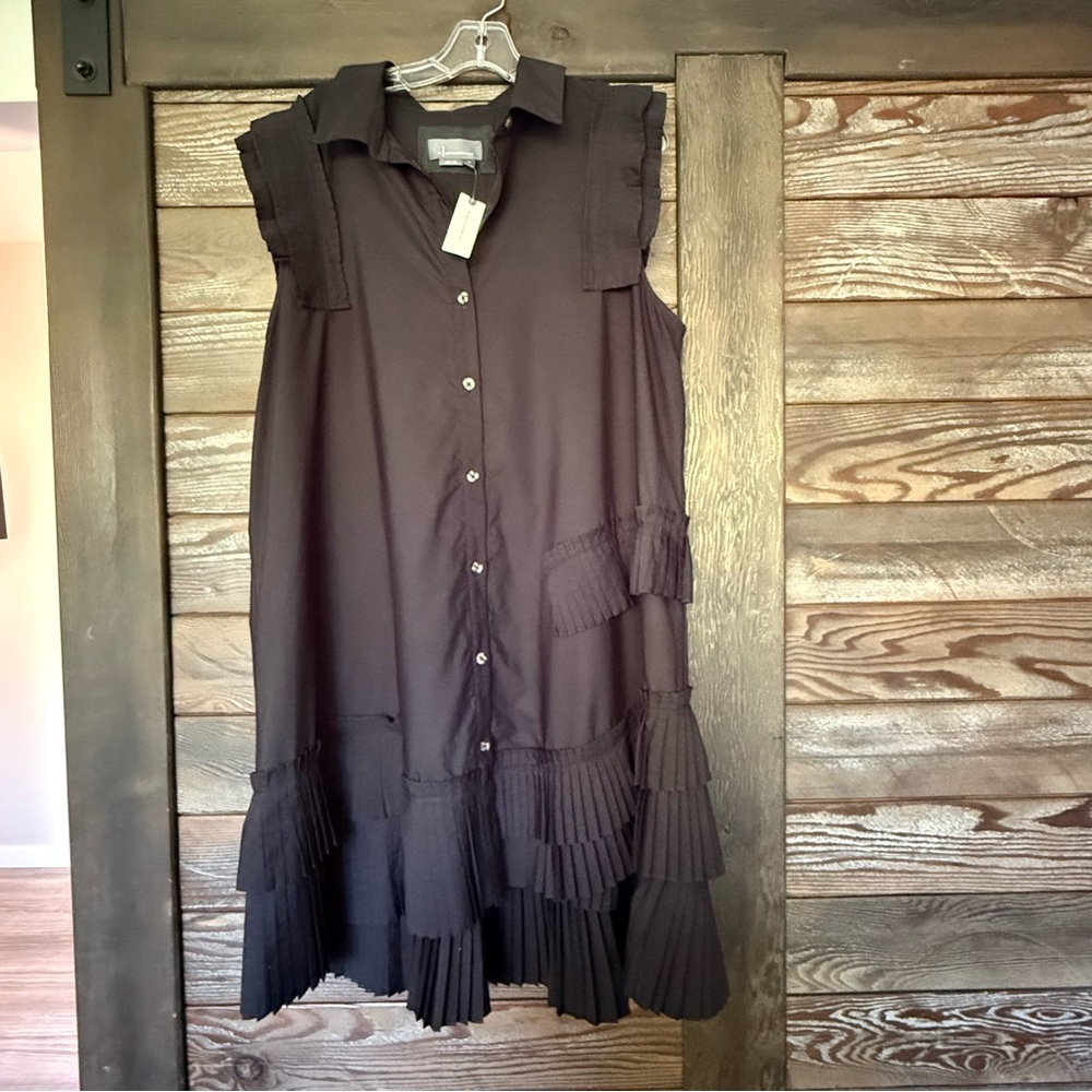 Anthropologie Black Pleated Midi Dress